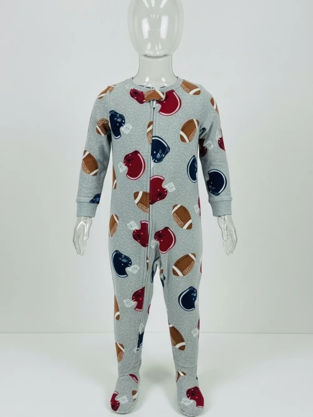 Carter's Footed Pajamas With Zipper. Football Themed Size 2T
